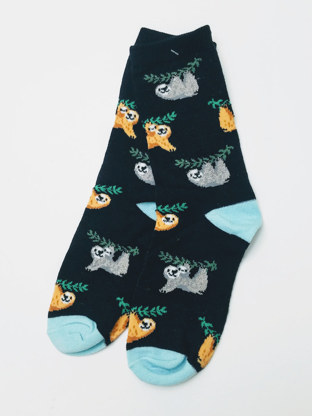 Sloth with Baby Hanging Crew Socks