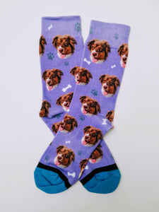 Dog Heads Printed Crew Socks