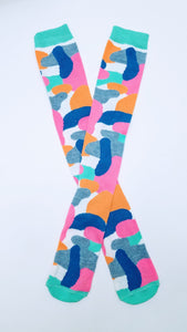Color Blob Pattern Knne High Socks
