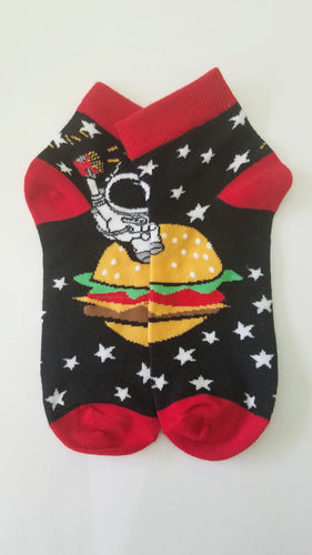 Cheeseburger Space Low Crew Socks