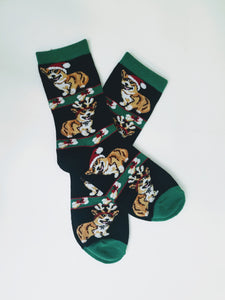 Christmas Corgi Dog Crew Socks
