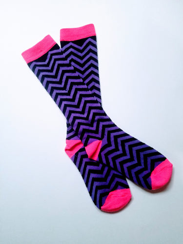 Purple Zigzag Knee Kigh Socks
