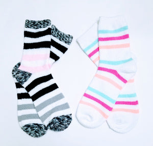 Fuzzy Stripe Crew Socks