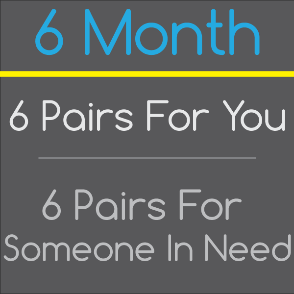 6 Month Subscription - 6 pairs of socks for you, 6 pairs of socks given to someone in need!