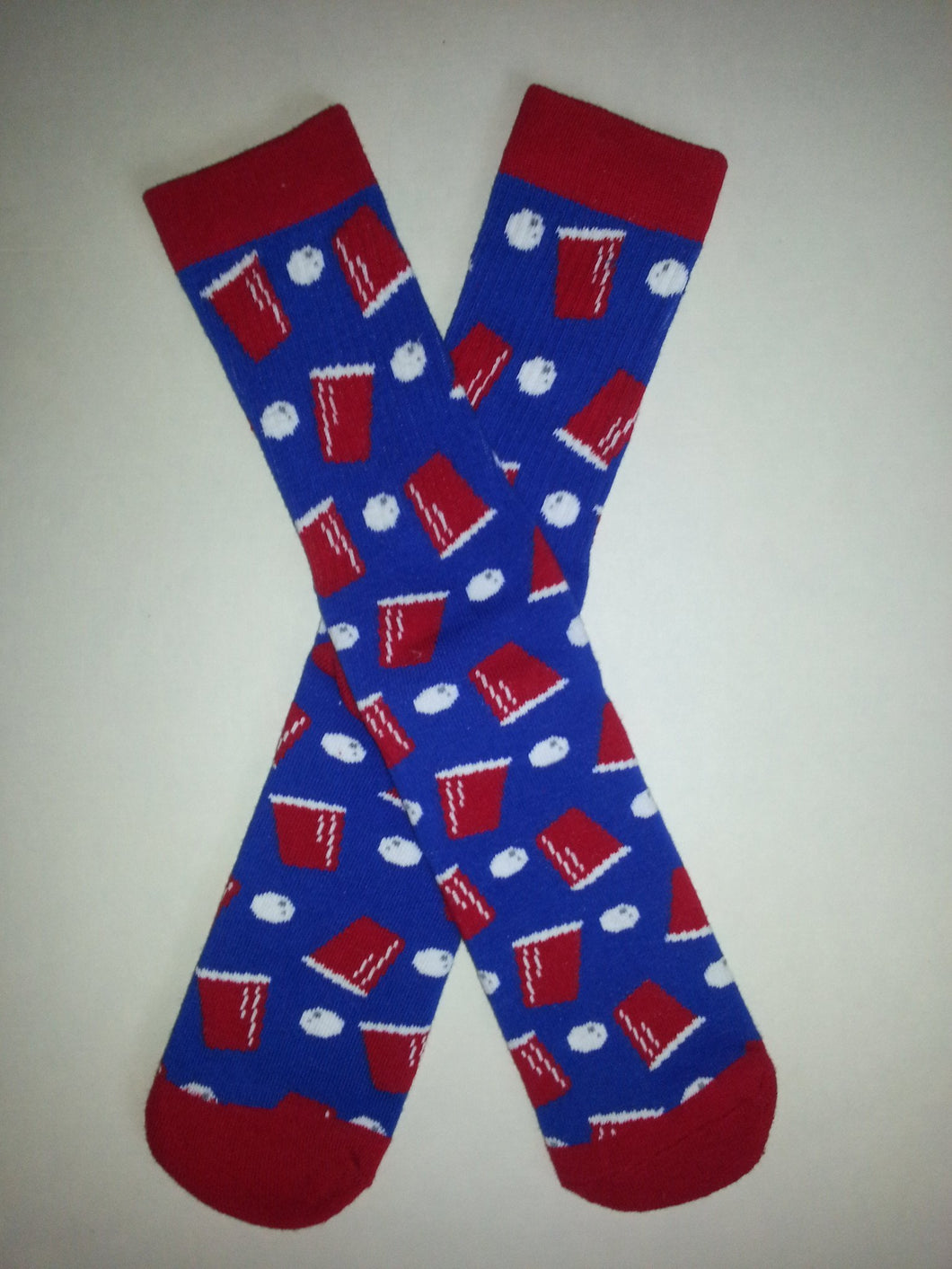 Beer Pong Blue Thick Athletic Crew Socks