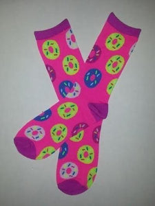 Neon Donut Pink Crew Socks