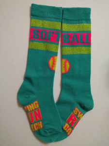Softball Teal Knee High Socks