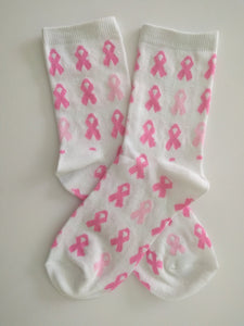 Breast Cancer Pink Ribbons Crew Socks
