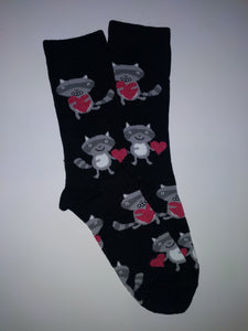 Raccoon Heart Crew Socks