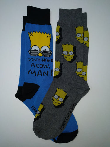 Bart Simpson Heads Grey Crew Socks