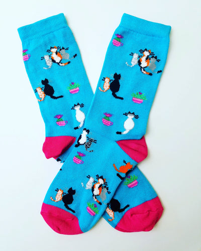 Cat Tails and Flowers Crew Socks