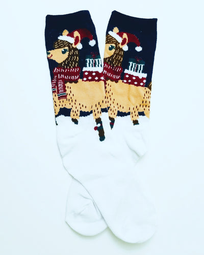 Llama Presents Crew Socks