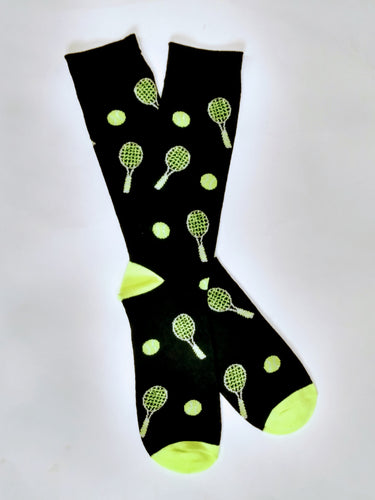 Tennis Racket Neon Crew Socks