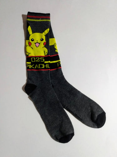 Pikachu 025 Dark Grey Crew Socks