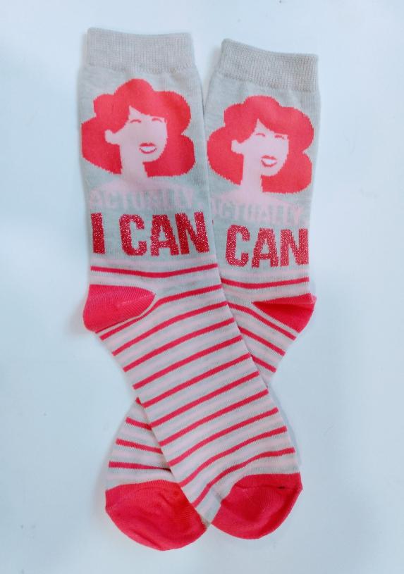 I Can Woman Pink Crew Socks