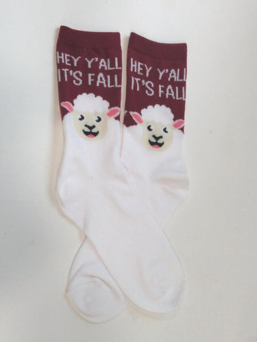 Fall Y'all Sheep Crew Socks