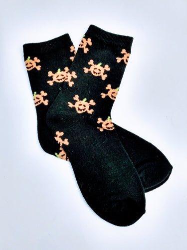 Pumpkin Crossbones Crew Socks