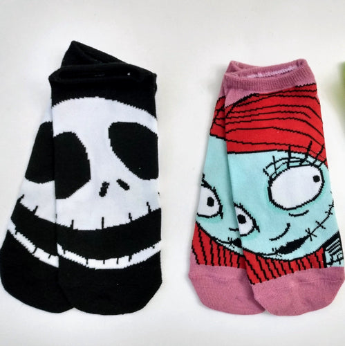 Nightmare Before Christmas Jack & Sally Heads Ankle Socks