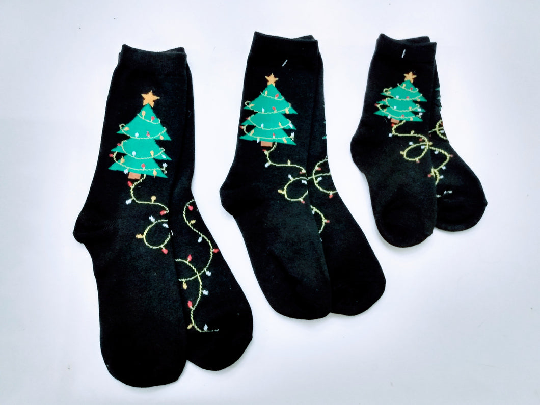 Christmas Tree Lights Strand Matching Crew Socks