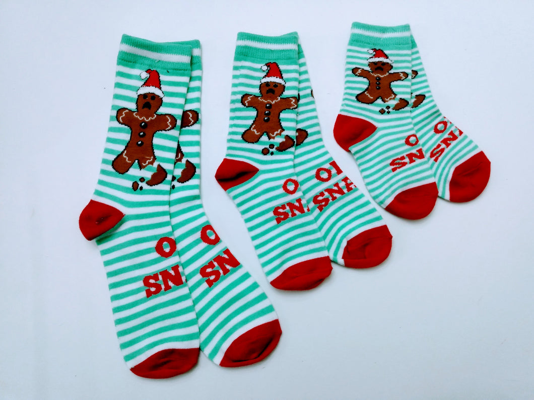 Oh Snap Gingerbread Striped Crew Socks