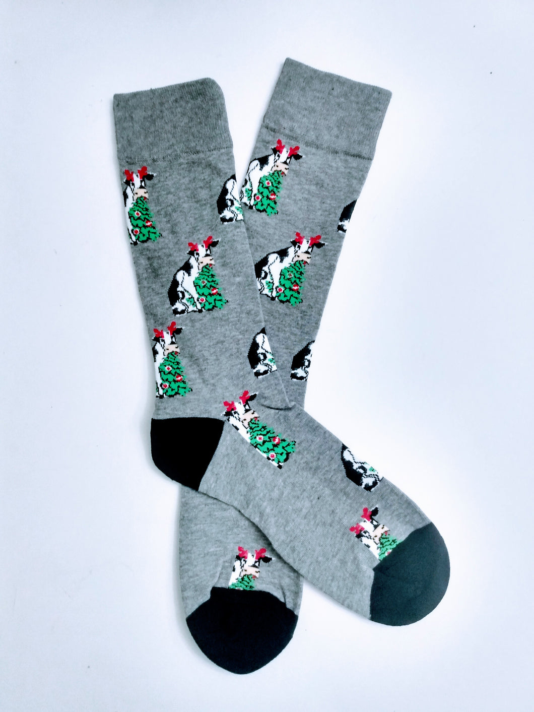 Christmas Cow Crew Socks