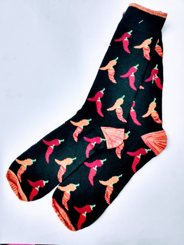 Red & Orange Pepper Crew Socks