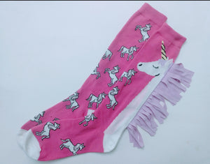 Pink Unicorn Hair Knee High Socks