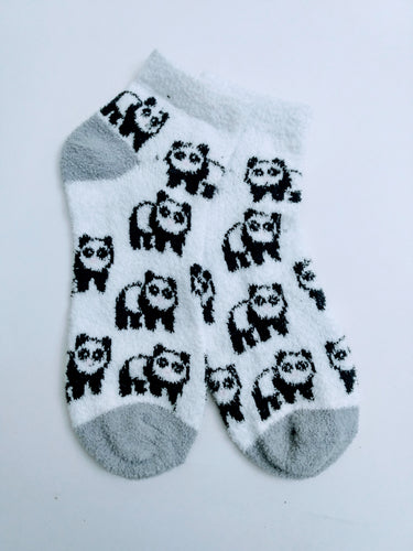 Panda Fuzzy Ankle Socks