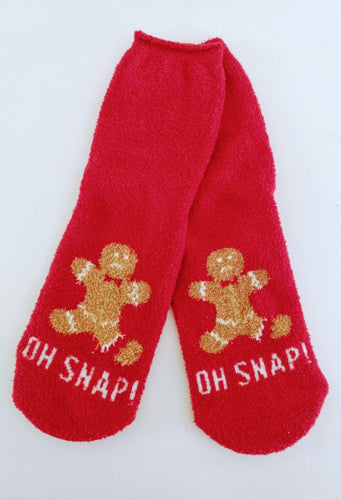 Oh Snap Gingerbread Fuzzy Crew Socks
