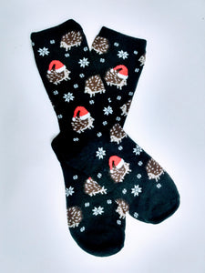 Hedgehog Christmas Crew Socks
