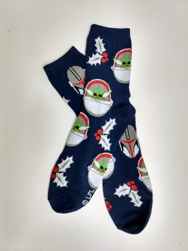 Yoda Holly Christmas Thin Crew Socks