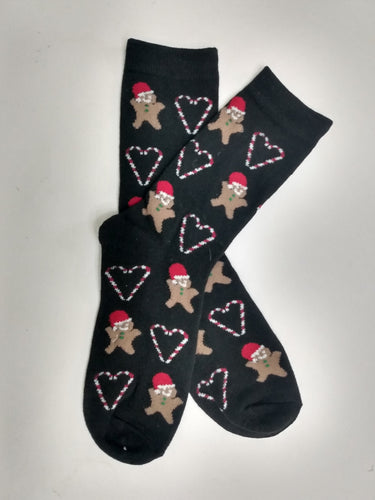Gingerbread & Candy Cane Hearts Crew Socks