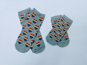 Rainbow Heart Ankle Socks