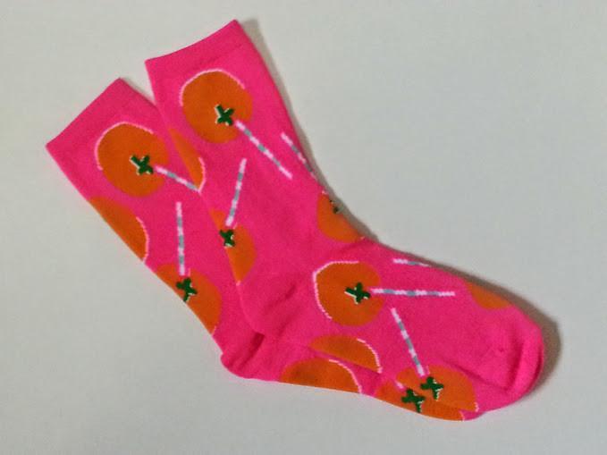 Orange w/ Straw Crew Socks